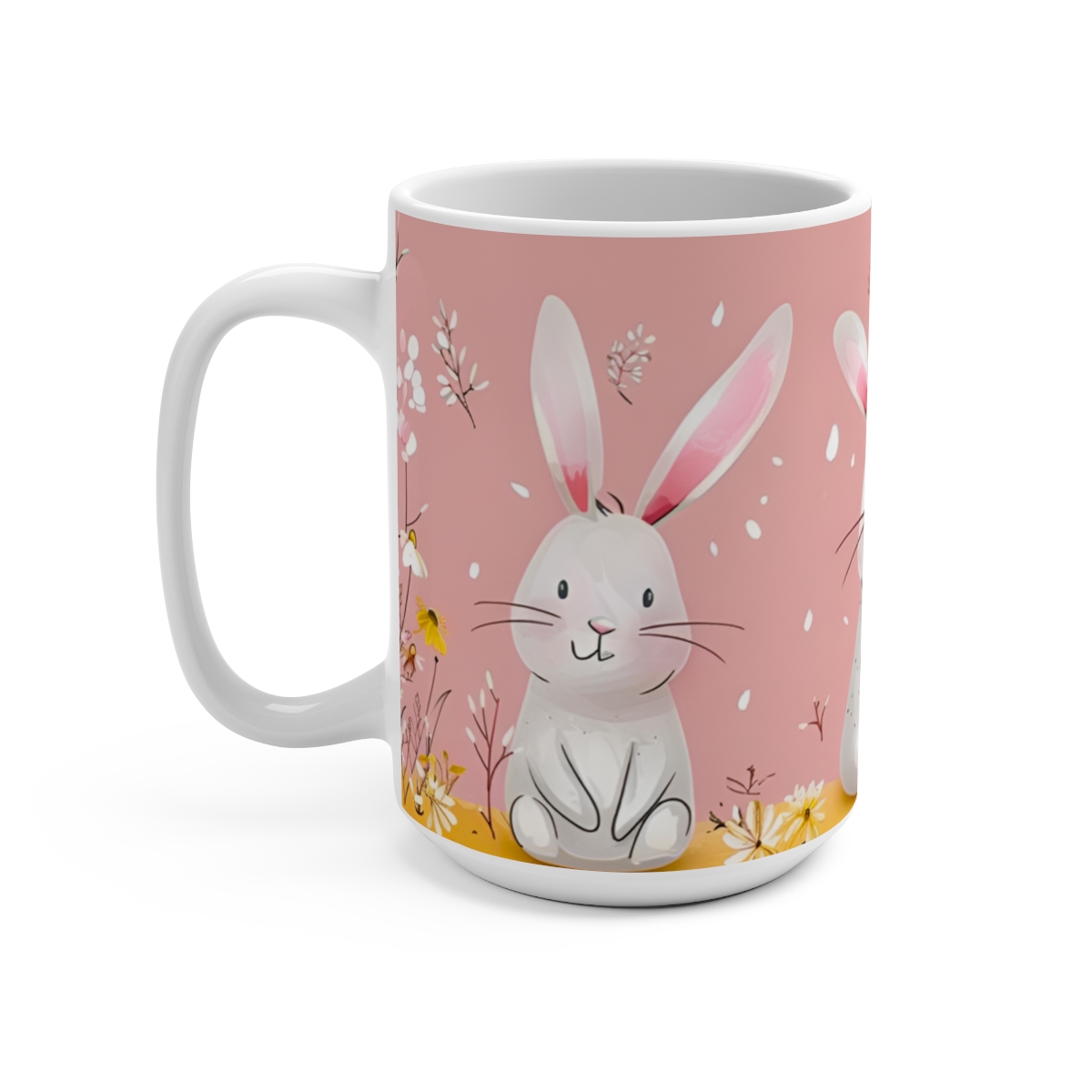 Cartoon Bunnies Zen Large Ceramic Coffee Mug 15oz - Image 3