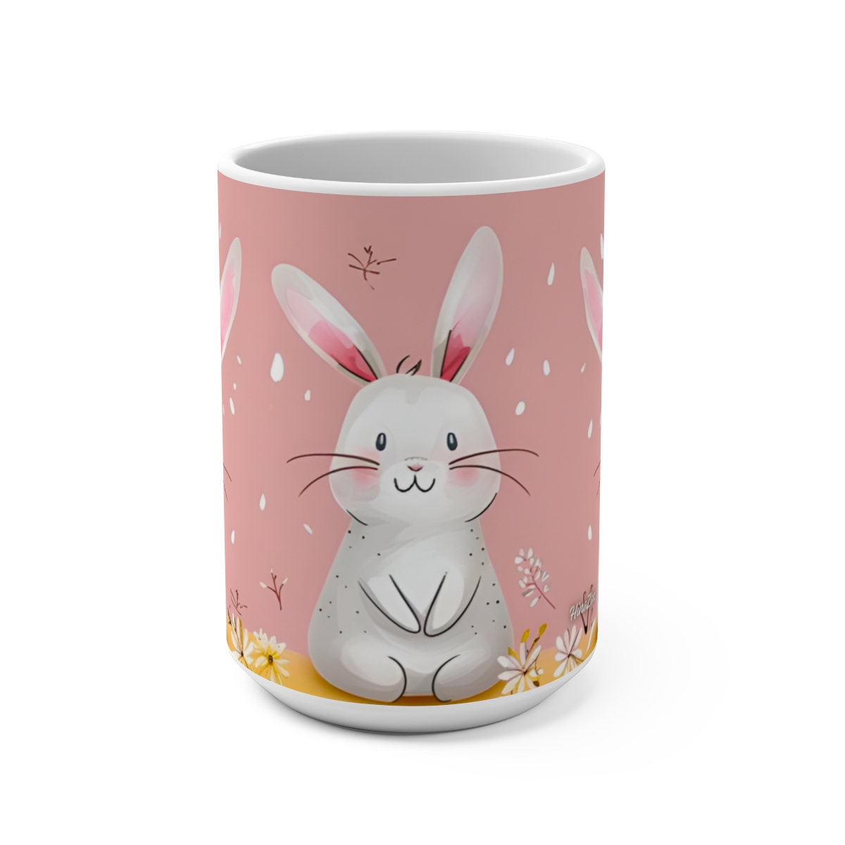 Cartoon Bunnies Zen Large Ceramic Coffee Mug 15oz