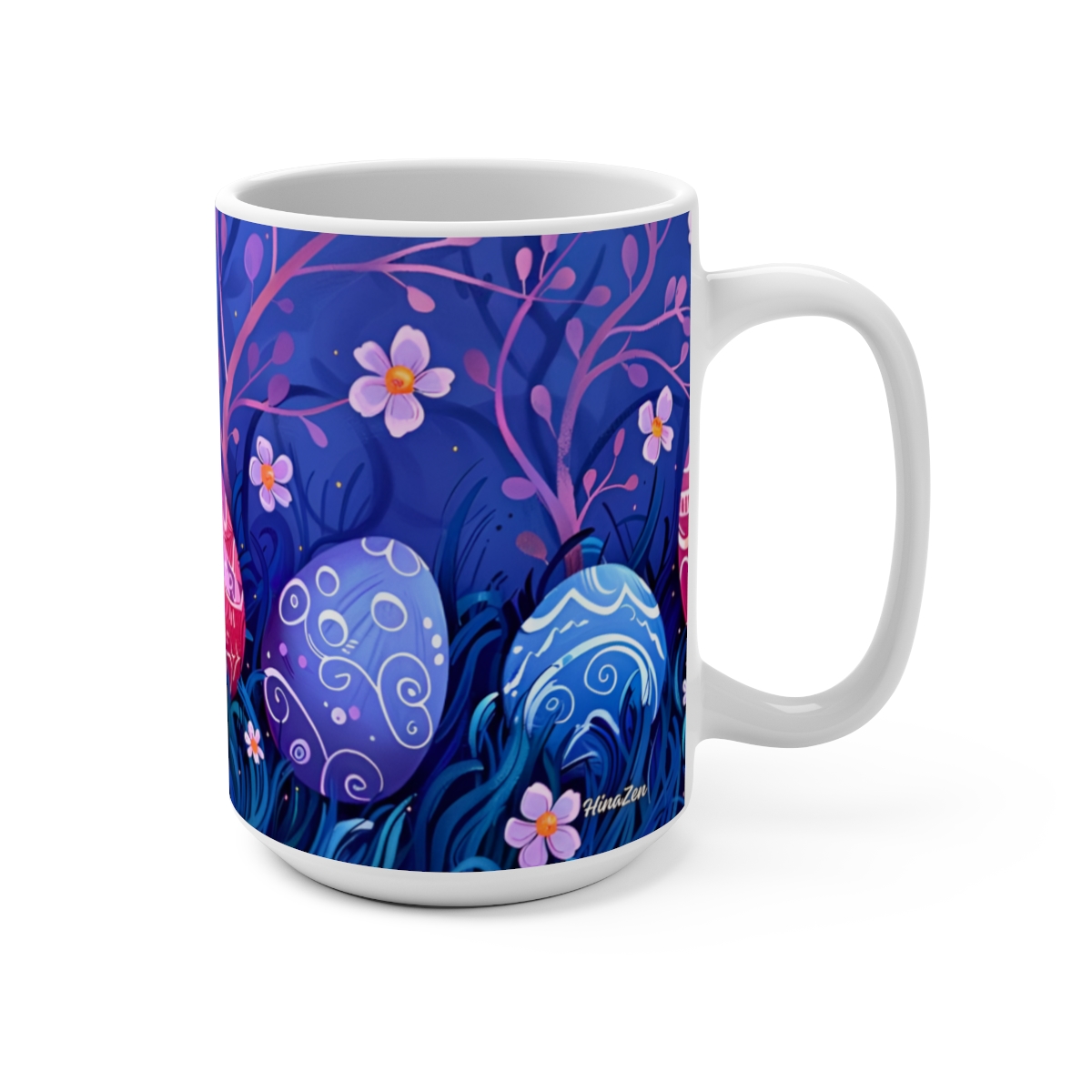 Easter Egg Abstract Zen Large Ceramic Coffee Mug 15oz - Image 2