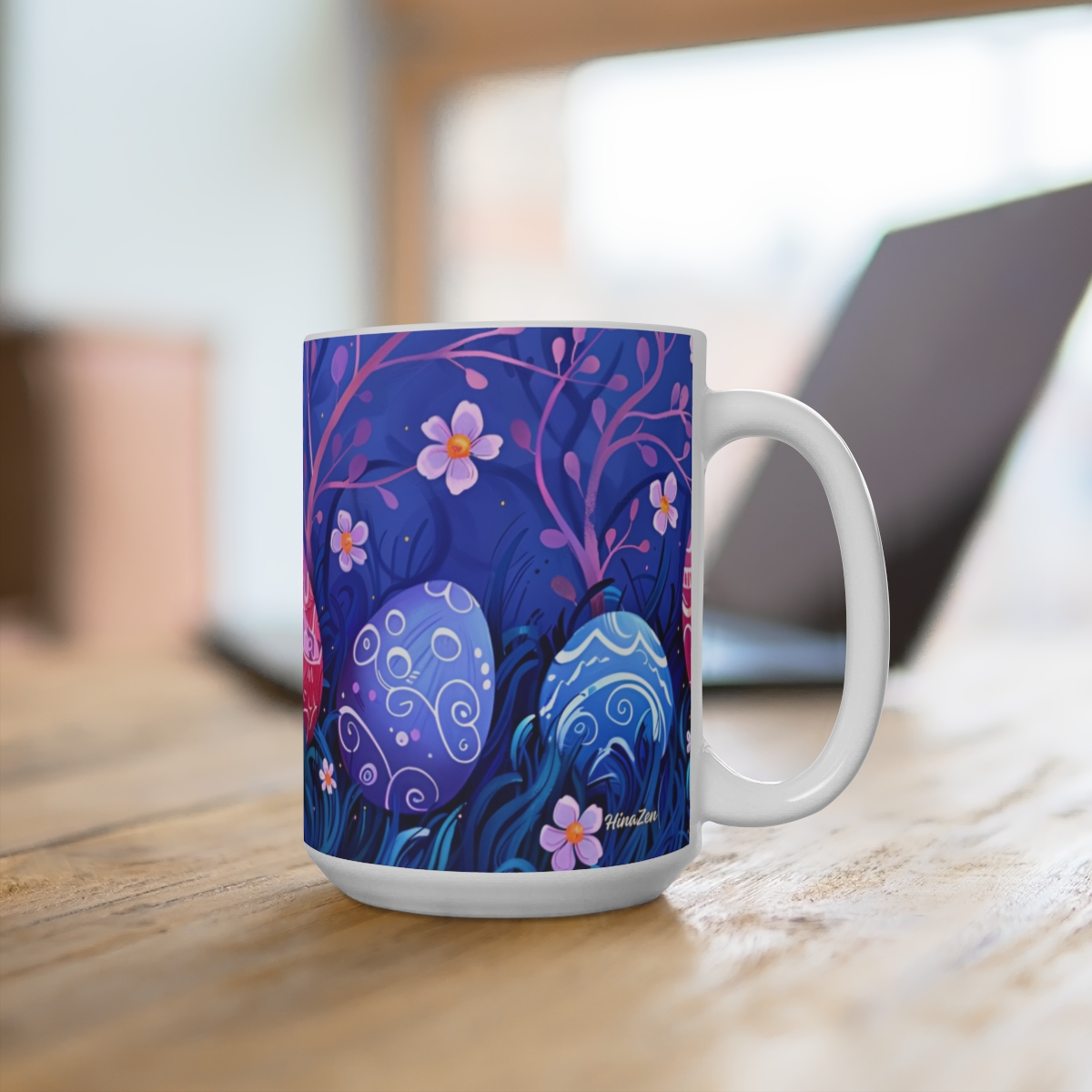 Easter Egg Abstract Zen Large Ceramic Coffee Mug 15oz - Image 4