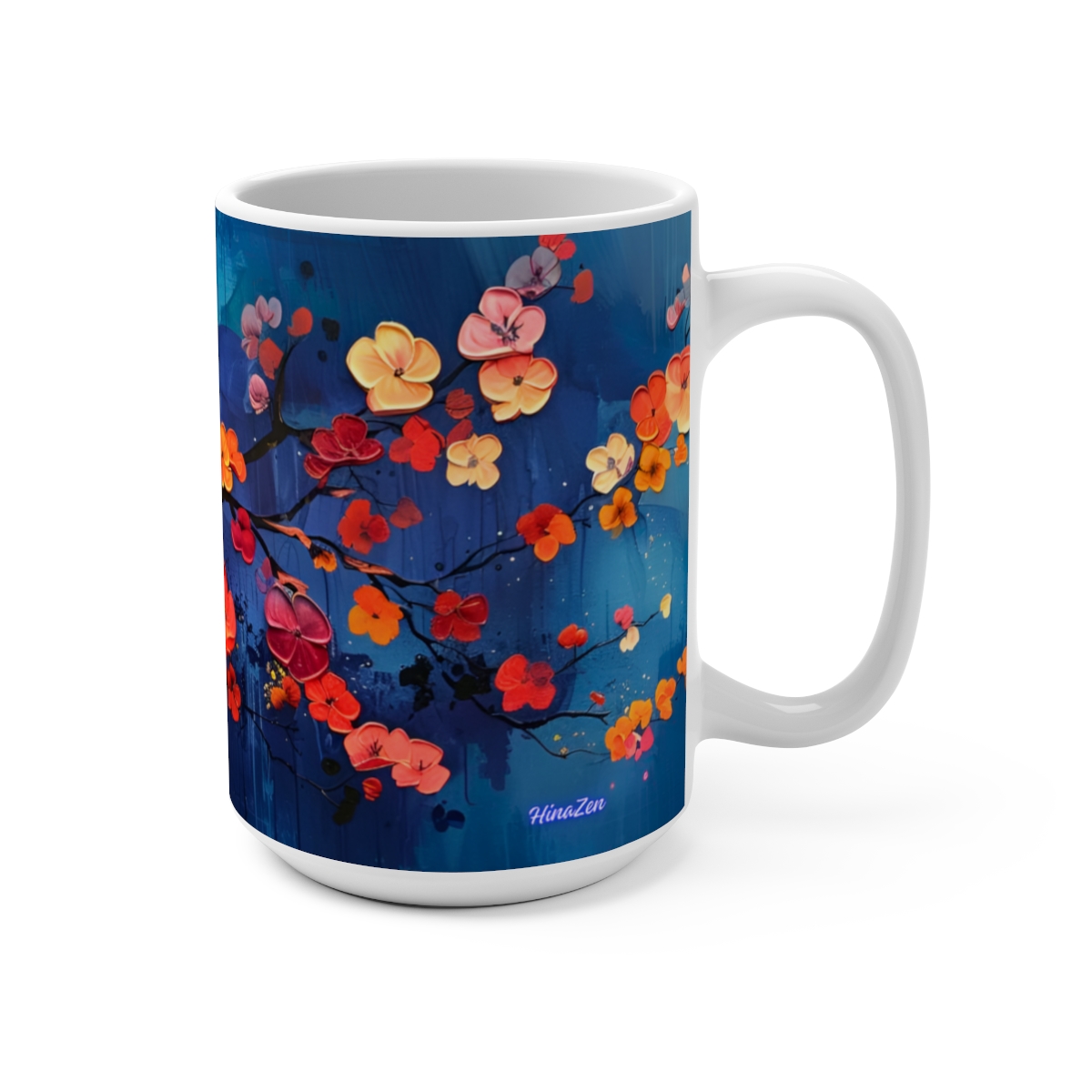 Floral Zen Nature Abstract Large Ceramic Coffee Mug 15oz - Image 2