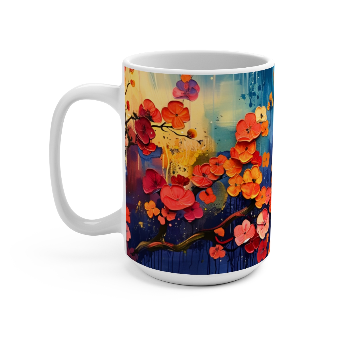 Floral Zen Nature Abstract Large Ceramic Coffee Mug 15oz - Image 3