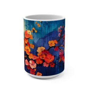 Floral Zen Nature Abstract Large Ceramic Coffee Mug 15oz