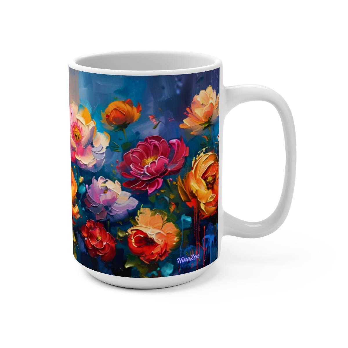 Floral Zen Nature Abstract Large Ceramic Coffee Mug 15oz - Image 2