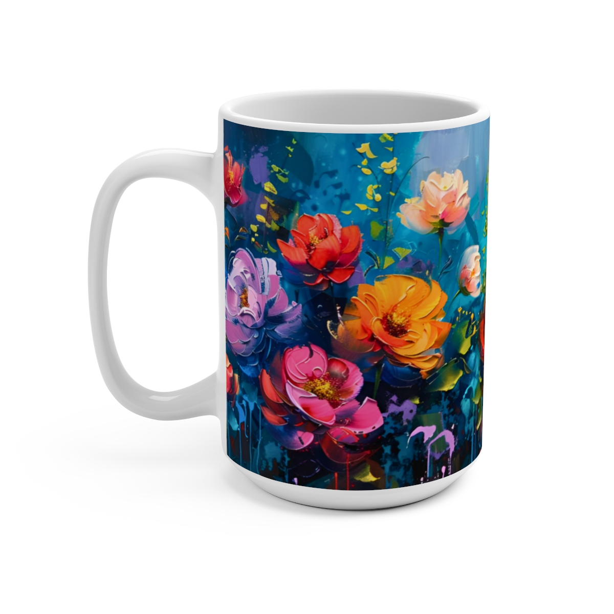 Floral Zen Nature Abstract Large Ceramic Coffee Mug 15oz - Image 3