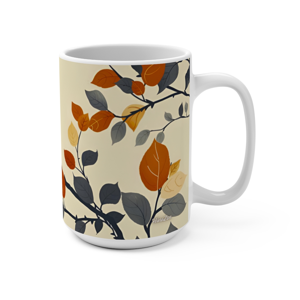 Floral Zen Nature Abstract Large Ceramic Coffee Mug 15oz - Image 2