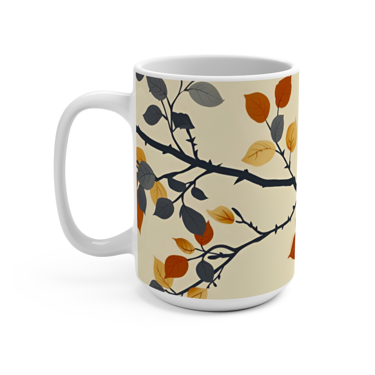 Floral Zen Nature Abstract Large Ceramic Coffee Mug 15oz - Image 3