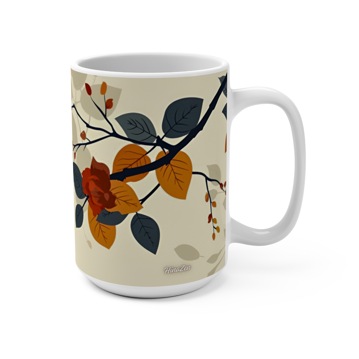 Floral Zen Nature Abstract Large Ceramic Coffee Mug 15oz - Image 2