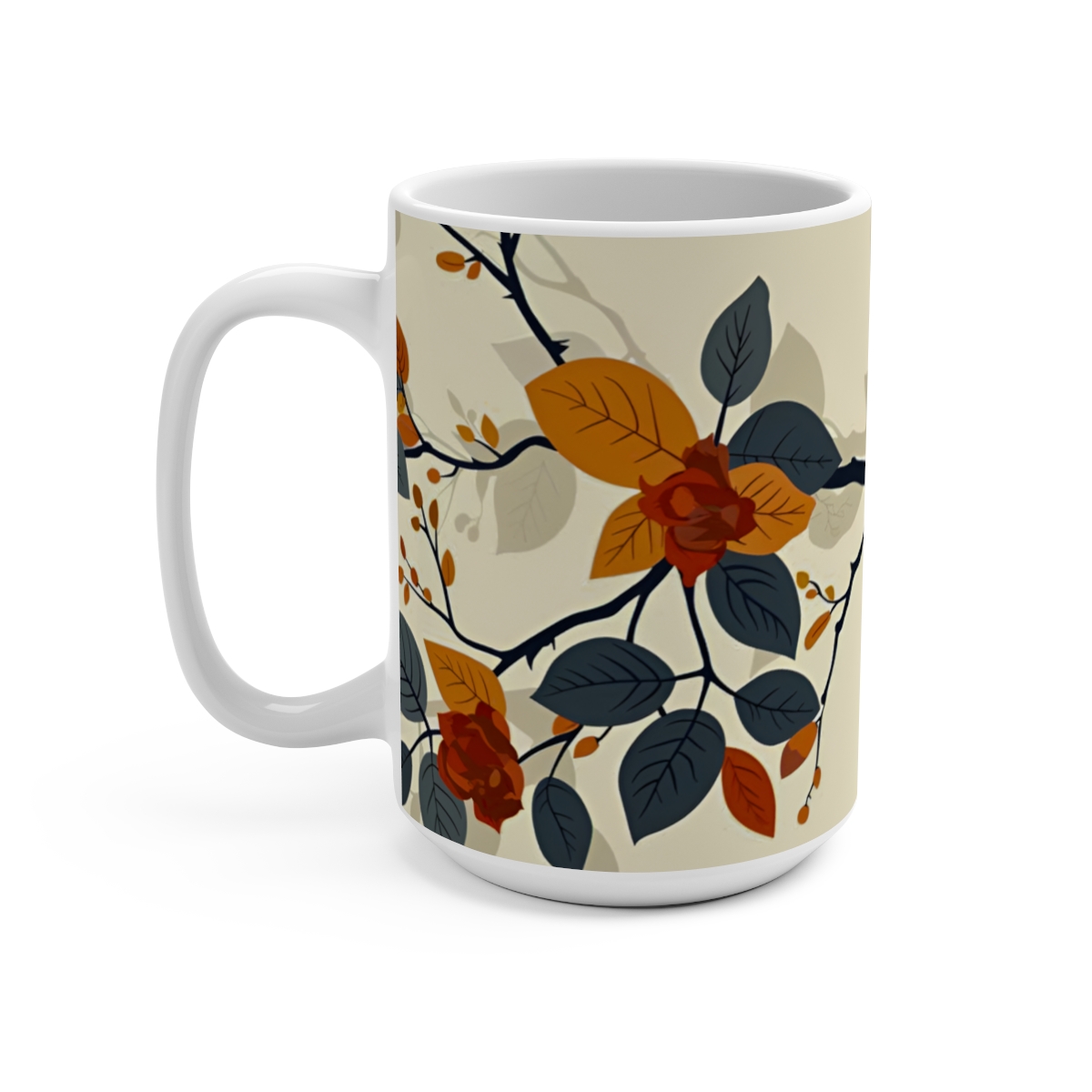 Floral Zen Nature Abstract Large Ceramic Coffee Mug 15oz - Image 3