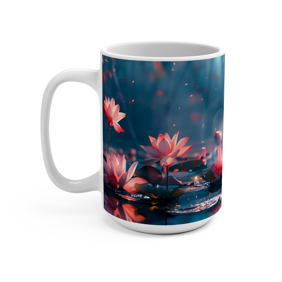 Floral Zen Nature Abstract Large Ceramic Coffee Mug 15oz - Image 3