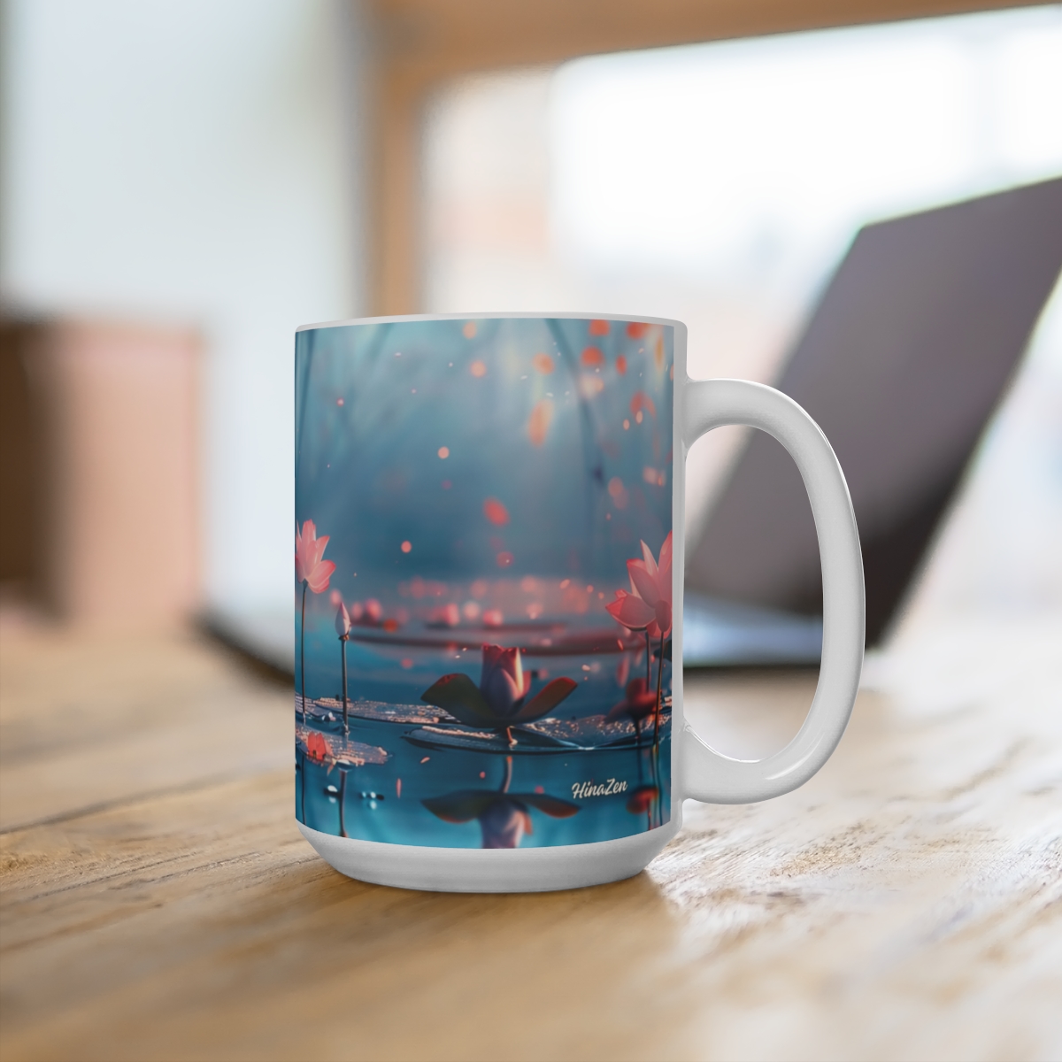 Floral Zen Nature Abstract Large Ceramic Coffee Mug 15oz - Image 4