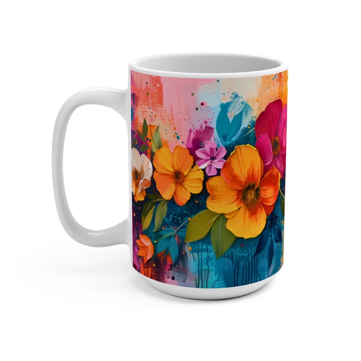 Floral Zen Nature Large Ceramic Coffee Mug 15oz - Image 3