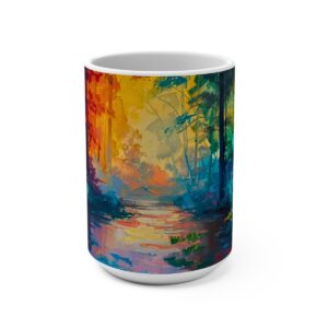 Floral Zen Nature Large Ceramic Coffee Mug 15oz