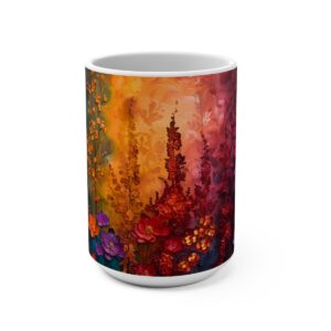Floral Zen Nature Large Ceramic Coffee Mug 15oz