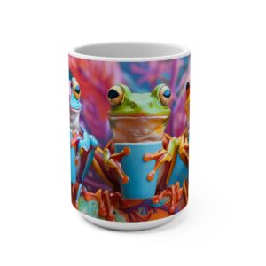 Happy Cartoon Frogs Trippy Large Ceramic Coffee Mug 15oz