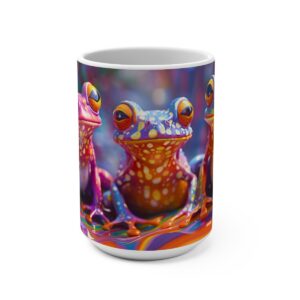 Happy Cartoon Frogs Trippy Large Ceramic Coffee Mug 15oz
