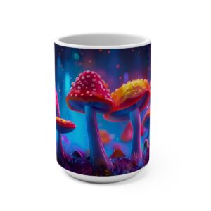 Happy Cartoon Mushrooms Trippy Large Ceramic Coffee Mug 15oz