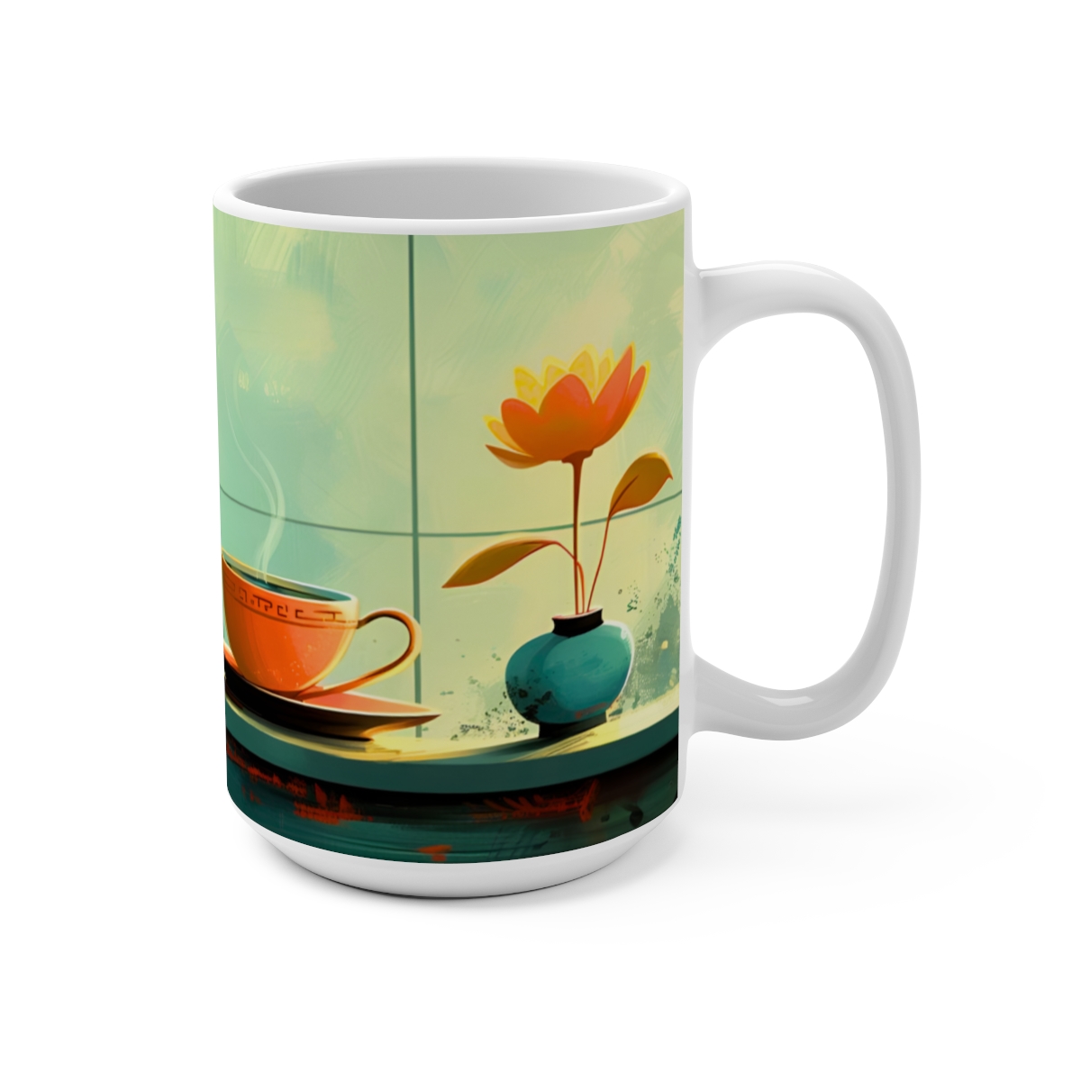 Morning Coffee Zen Large Ceramic Coffee Mug 15oz - Image 2
