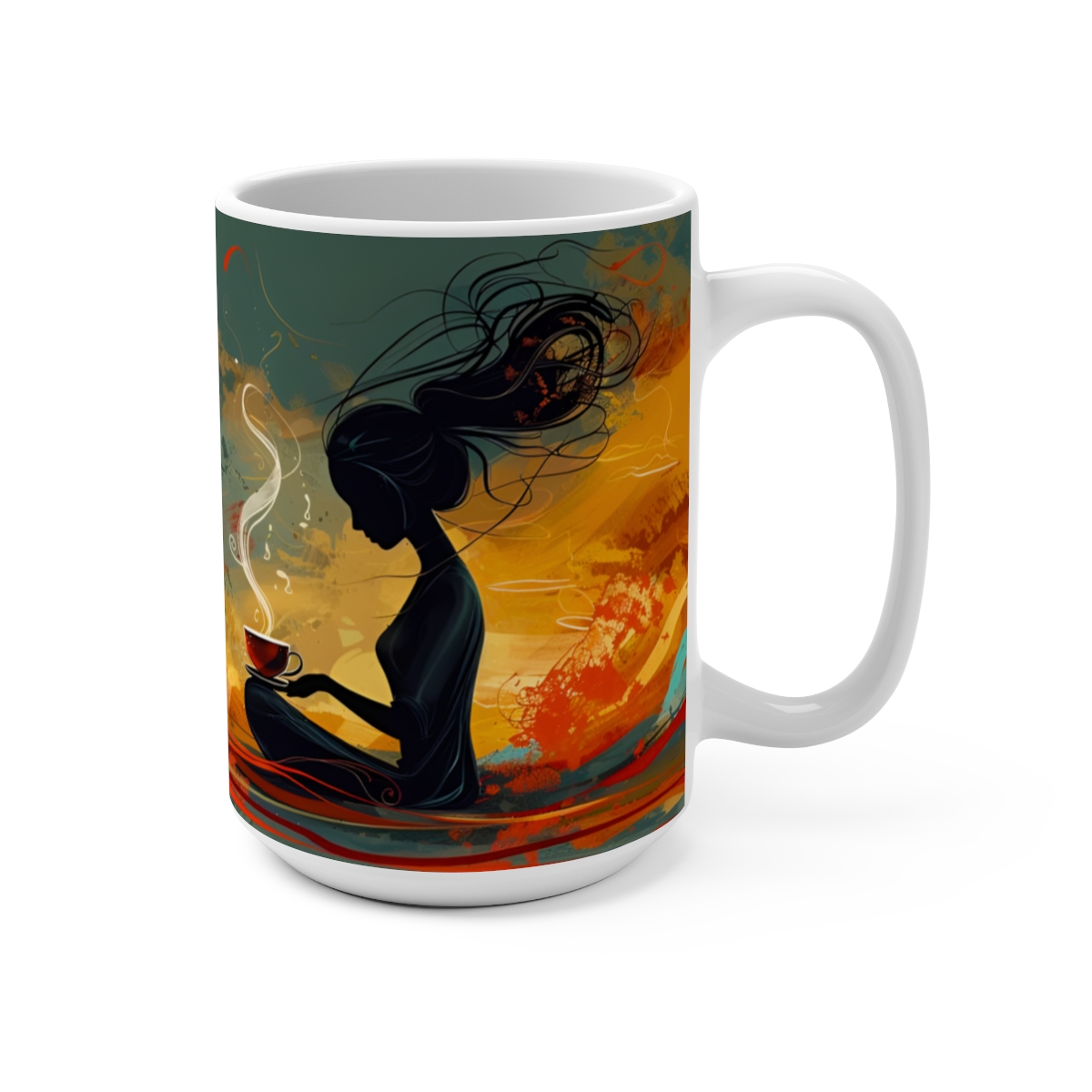 Morning Coffee Zen Large Ceramic Coffee Mug 15oz - Image 2
