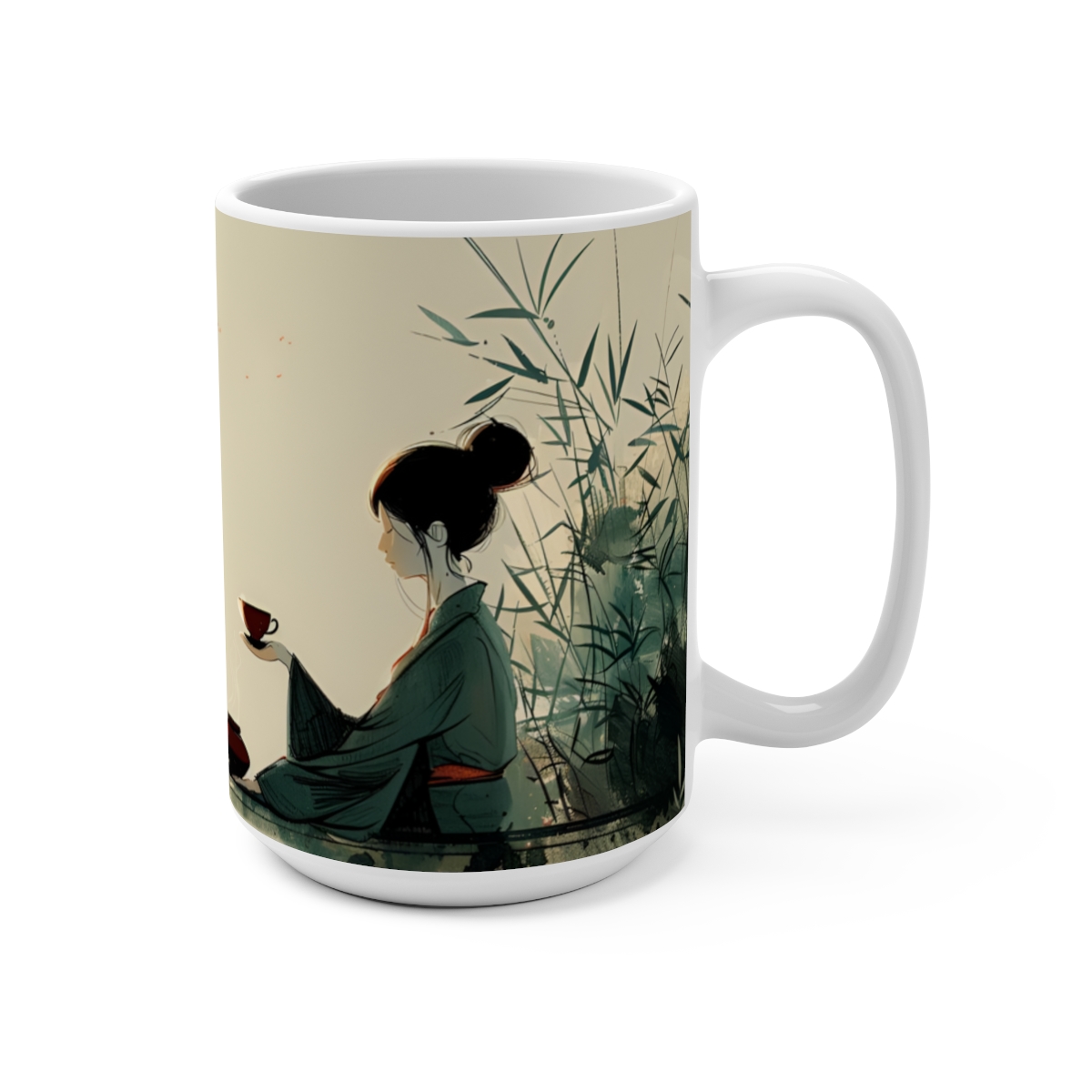 Morning Coffee Zen Large Ceramic Coffee Mug 15oz - Image 2