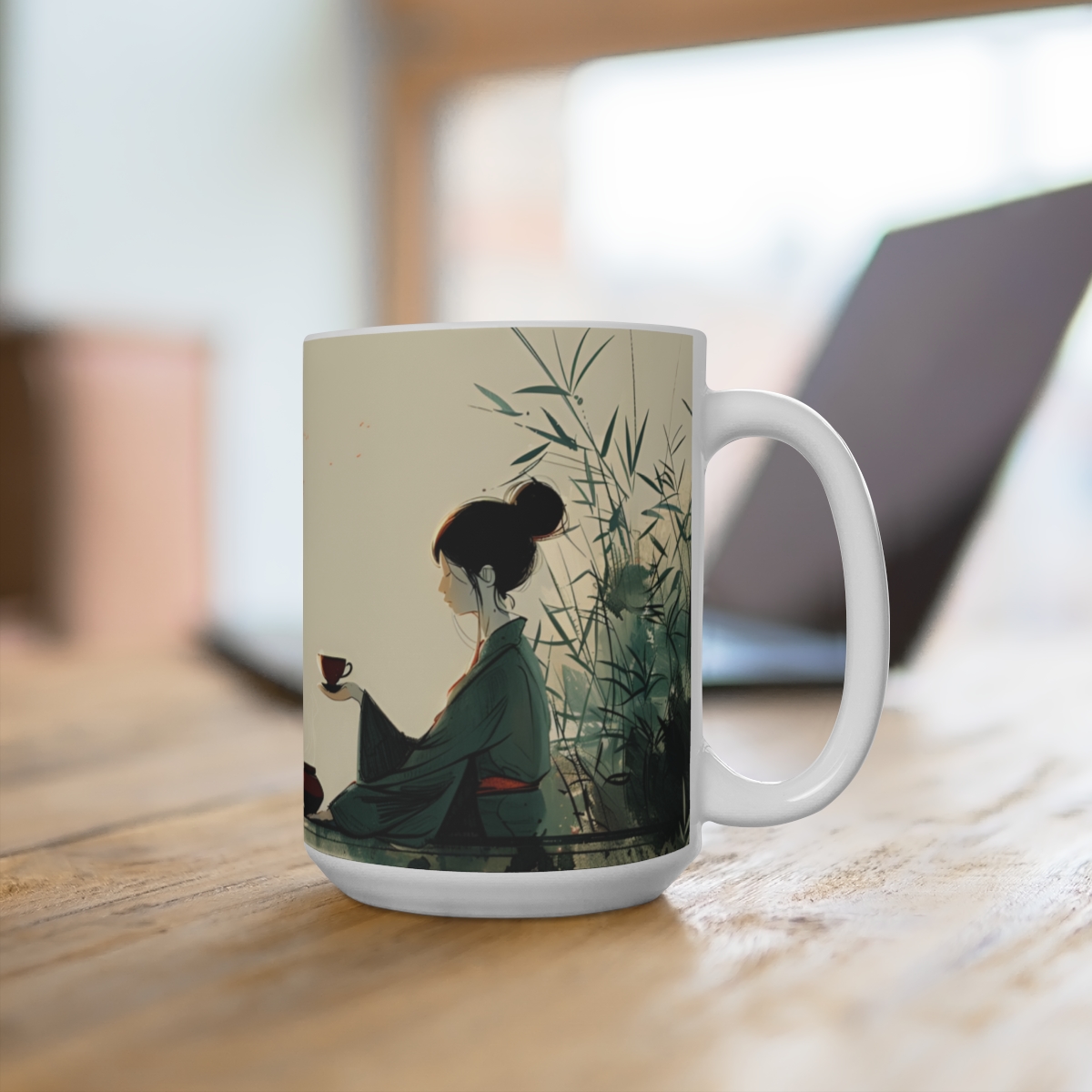 Morning Coffee Zen Large Ceramic Coffee Mug 15oz - Image 4