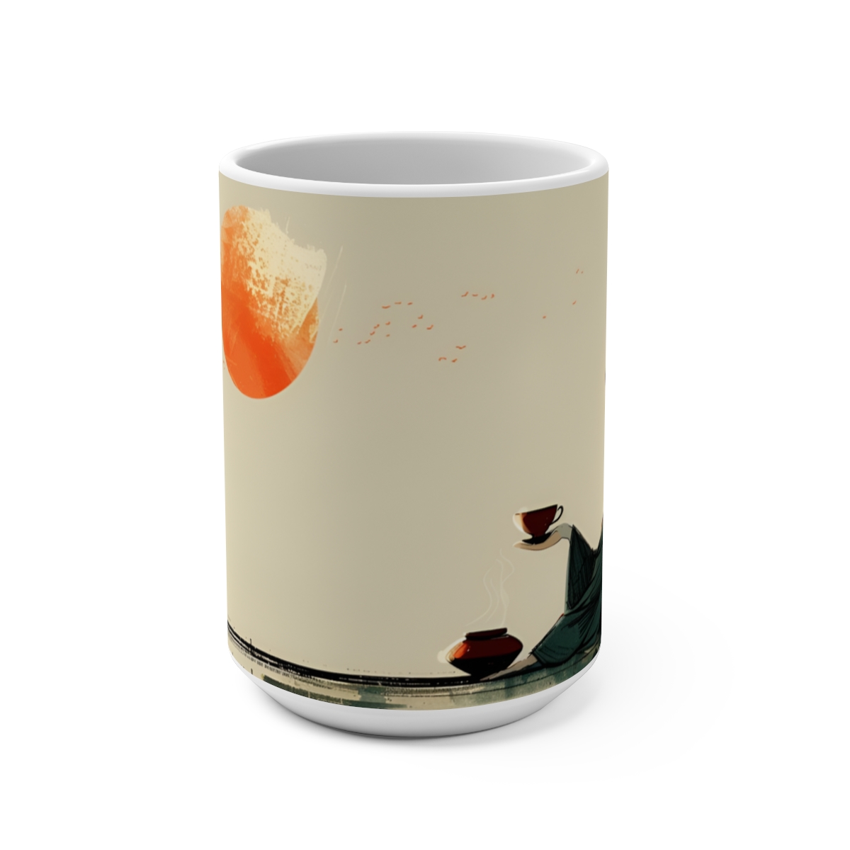 Morning Coffee Zen Large Ceramic Coffee Mug 15oz