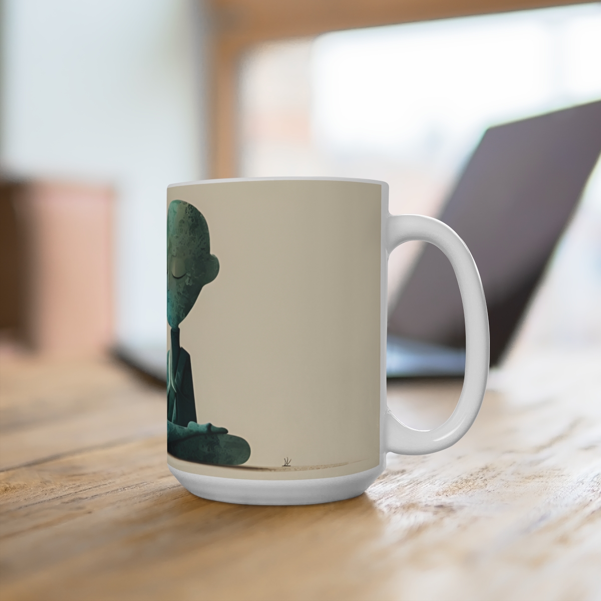 Morning Coffee Zen Large Ceramic Coffee Mug 15oz - Image 4