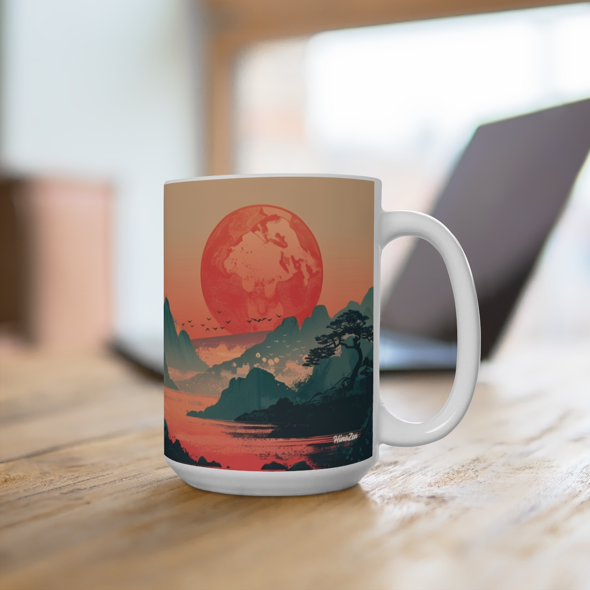 Morning Coffee Zen Large Ceramic Coffee Mug 15oz - Image 4