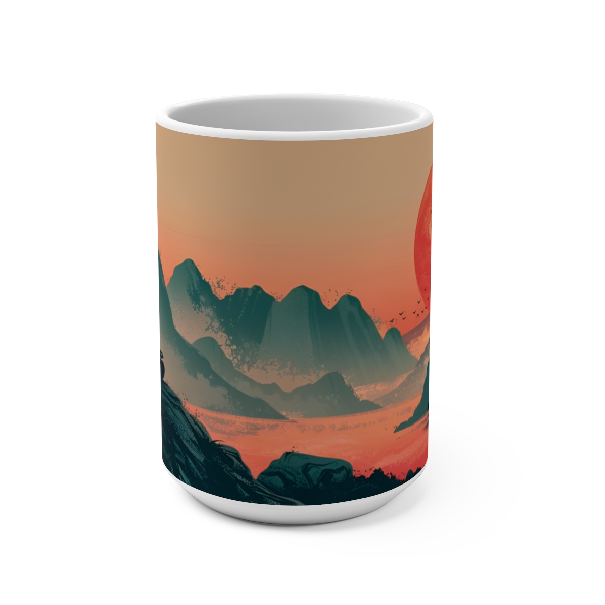 Morning Coffee Zen Large Ceramic Coffee Mug 15oz