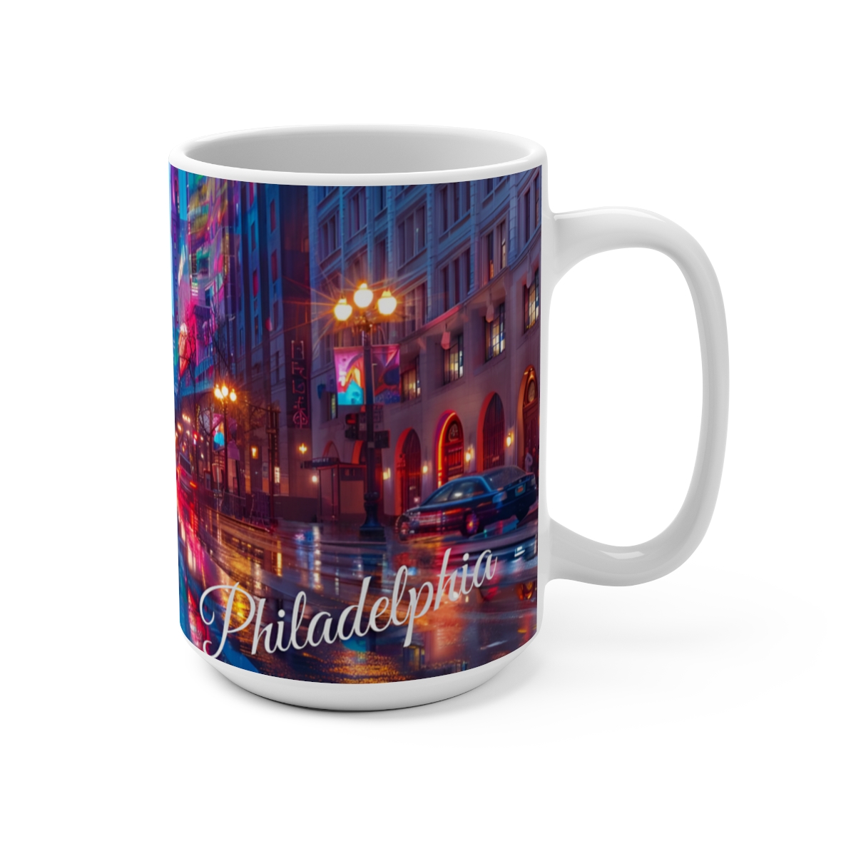 Philadelphia Center City Psychedelic Large Ceramic Coffee Mug 15oz - Image 2
