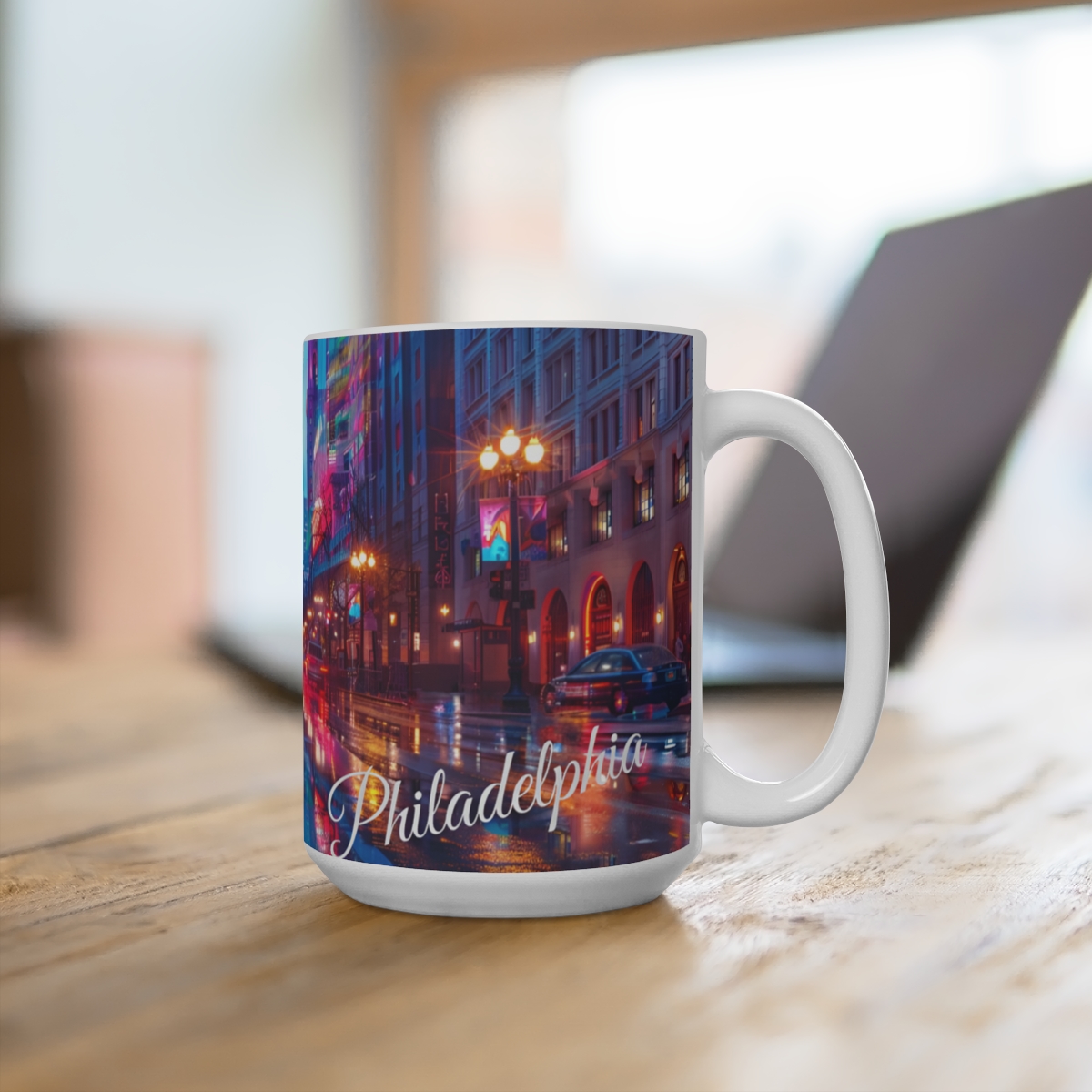 Philadelphia Center City Psychedelic Large Ceramic Coffee Mug 15oz - Image 4