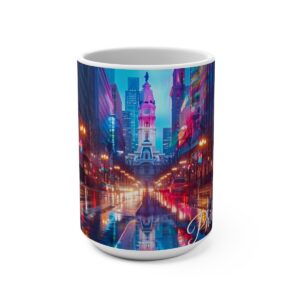 Philadelphia Center City Psychedelic Large Ceramic Coffee Mug 15oz