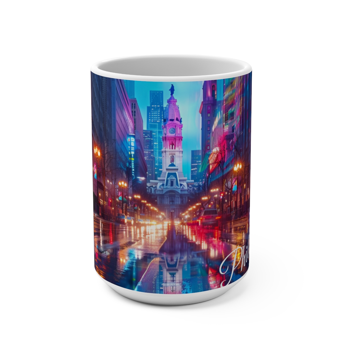 Philadelphia Center City Psychedelic Large Ceramic Coffee Mug 15oz