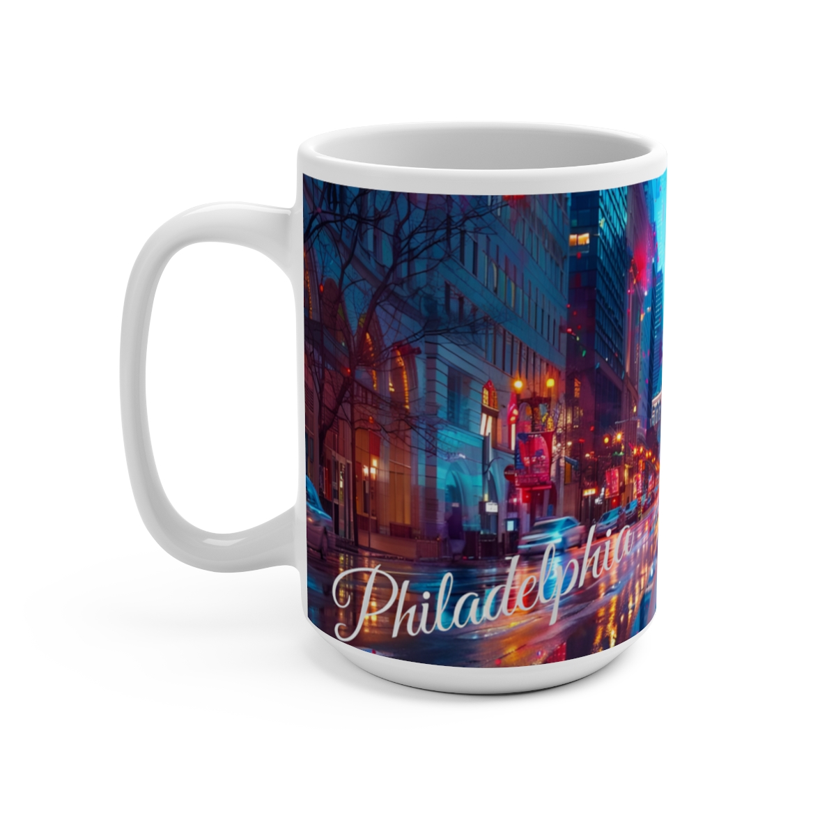 Philadelphia Center City Psychedelic Large Ceramic Coffee Mug 15oz - Image 3