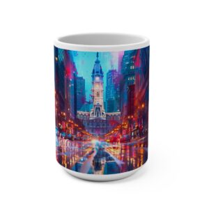 Philadelphia Center City Psychedelic Large Ceramic Coffee Mug 15oz