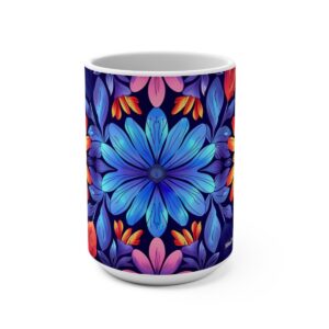 Trippy Easter Floral Zen Large Ceramic Coffee Mug 15oz