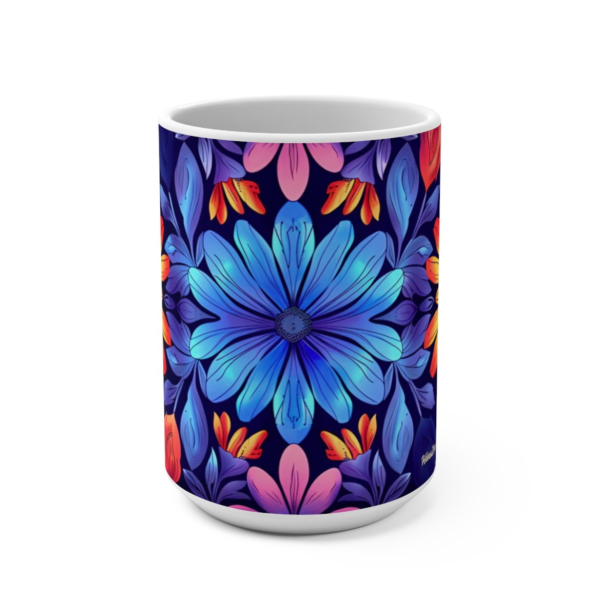 Trippy Easter Floral Zen Large Ceramic Coffee Mug 15oz
