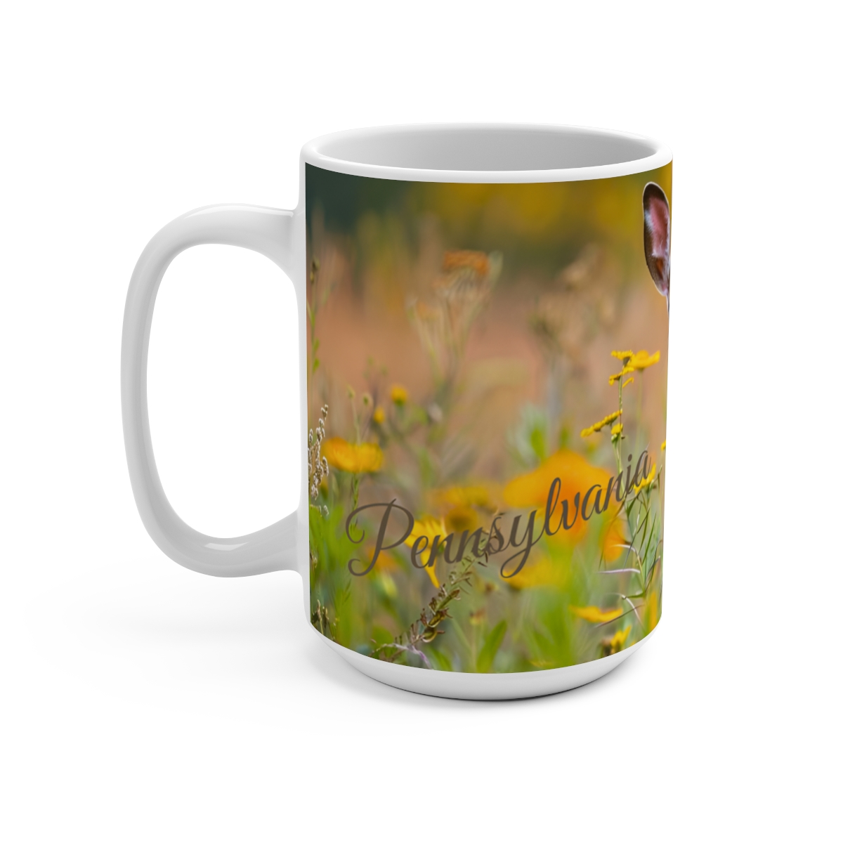 White Tailed Deer Pennsylvania Large Ceramic Coffee Mug 15oz - Image 3
