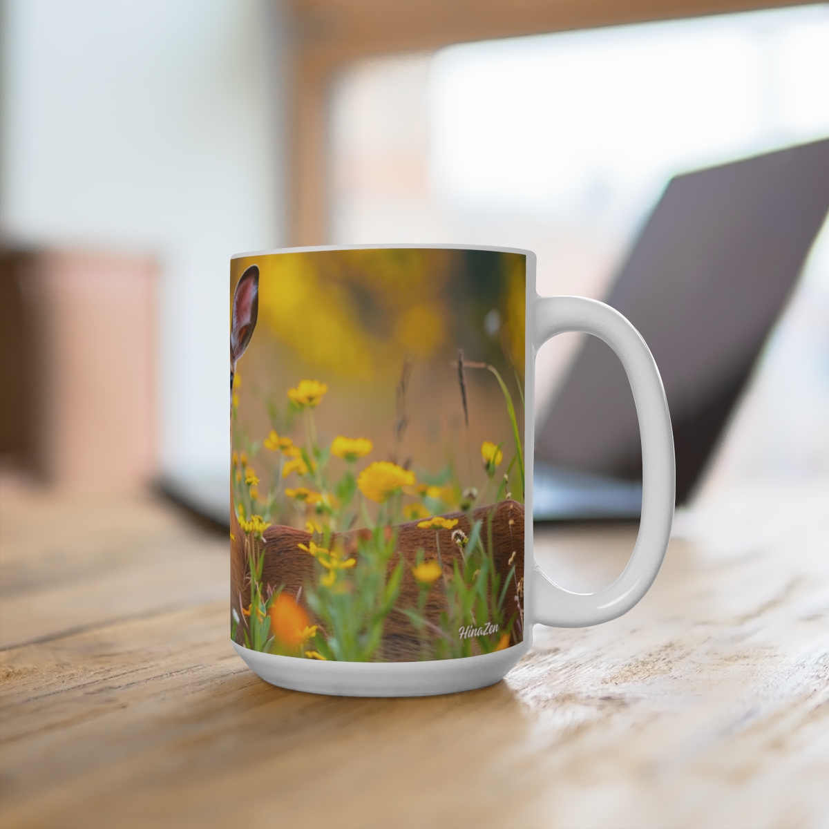 White Tailed Deer Pennsylvania Large Ceramic Coffee Mug 15oz - Image 4