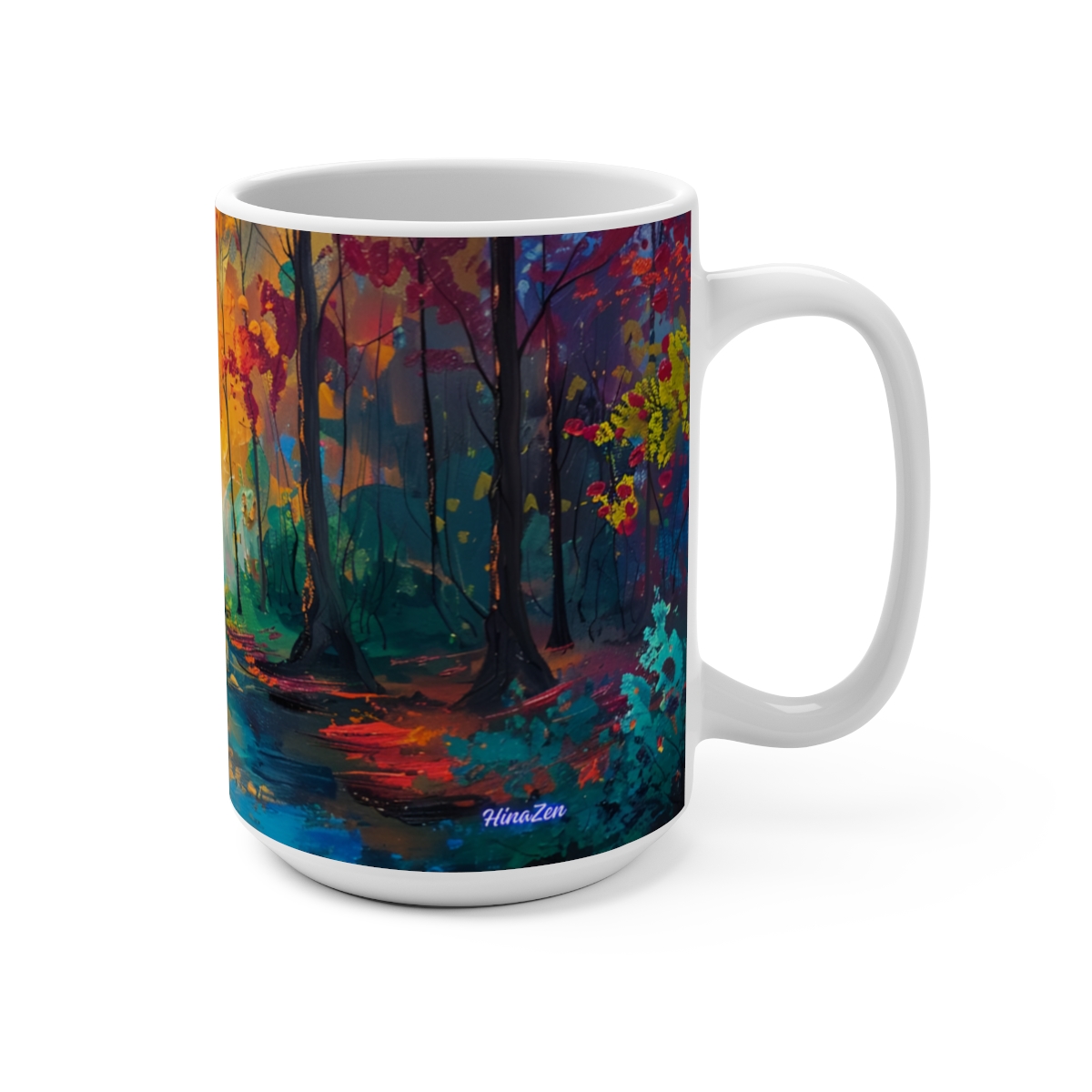Wooded Nature Zen Large Ceramic Coffee Mug 15oz - Image 2