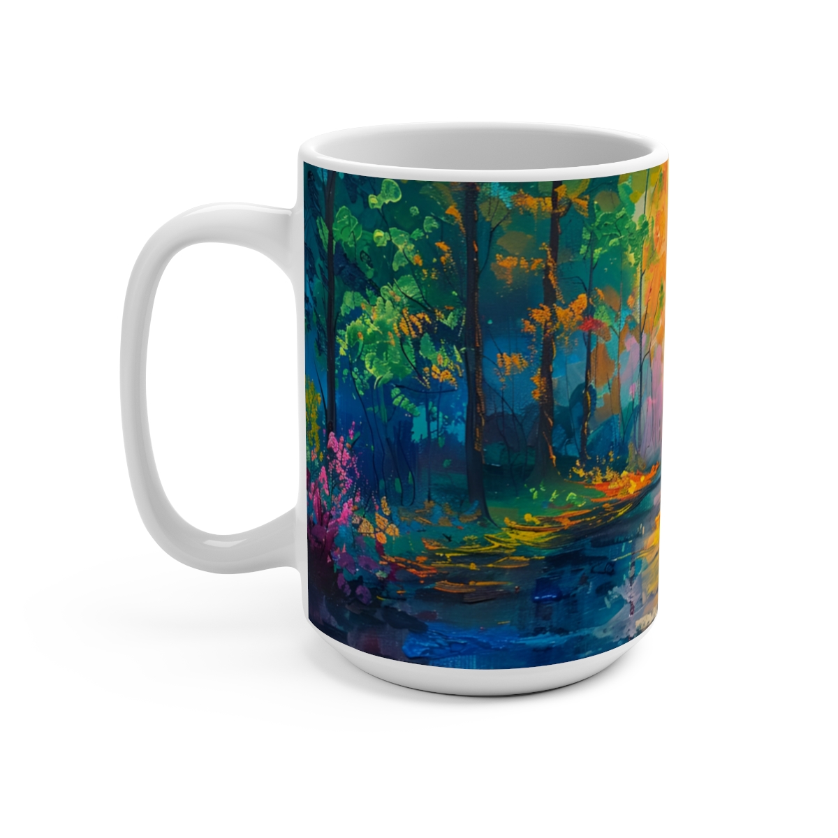 Wooded Nature Zen Large Ceramic Coffee Mug 15oz - Image 3
